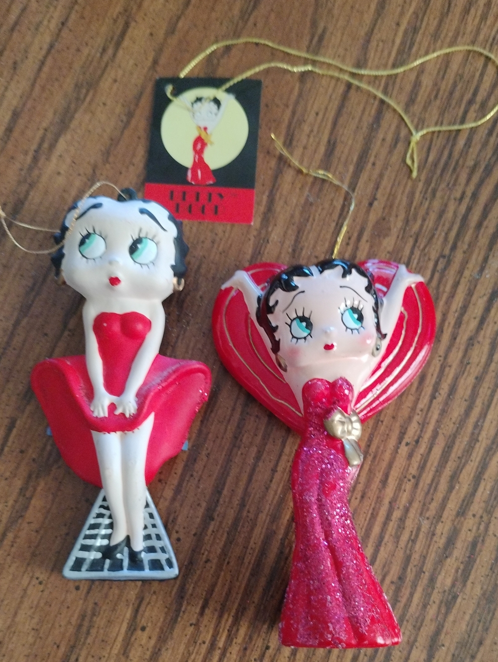 Betty Boop Red and White Holiday Hanging Figurines